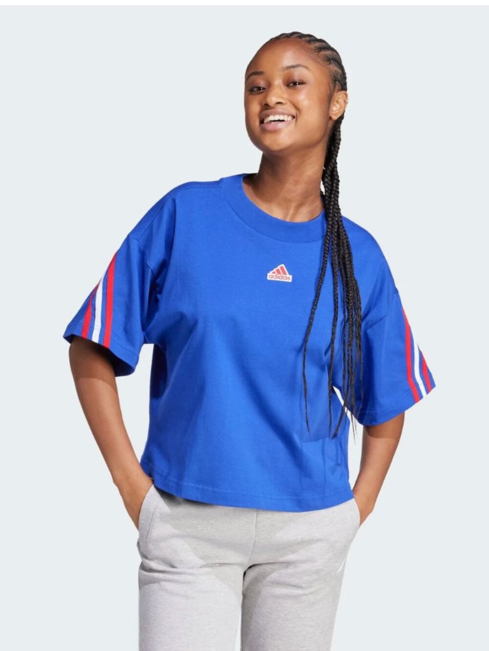ADIDAS Future Icons 3-Stripe Blue Crop Top 1X